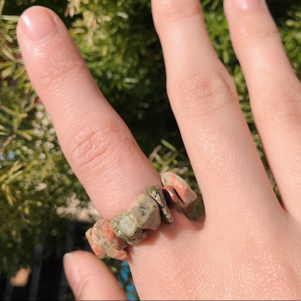 Tumbled Unakite Crystal Healing Ring